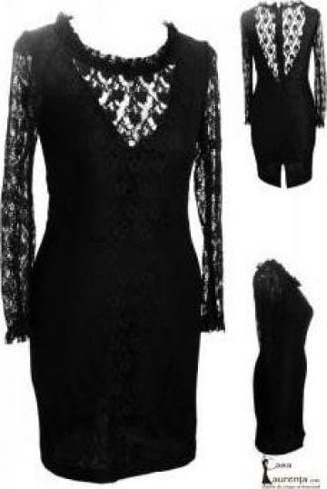 Rochie neagră cu dantelă, creație atelier Casa Laurența